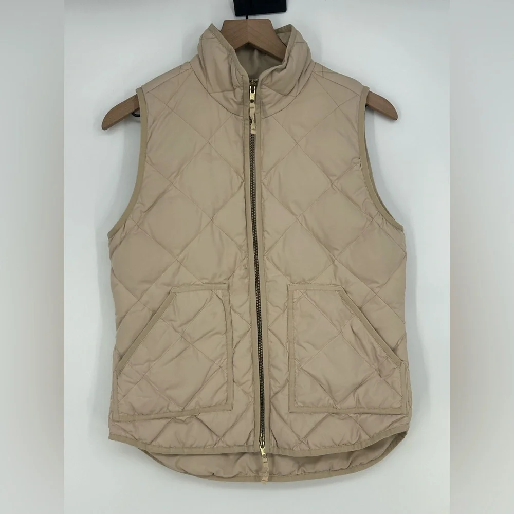 J Crew‎ Quilted Puffer Vest Down Filled Cream Off White Style 92465- Size XS